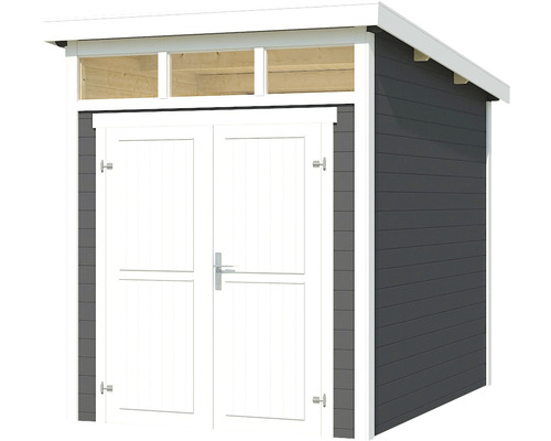 Abri de jardin avec double porte et imposte