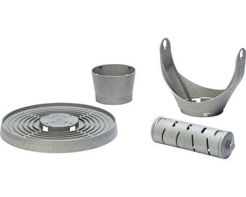 Vier graue Komponenten für den Gartenbereich