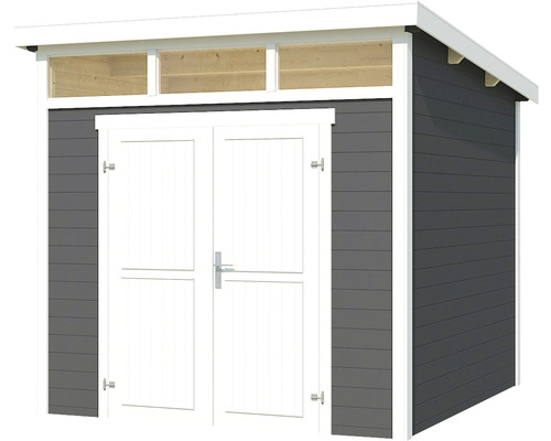 Abri de jardin avec porte double et imposte