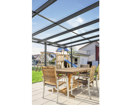 Terrassenüberdachung gutta Premium VSG Sicherheitsglas 1014 x 406 cm anthrazit