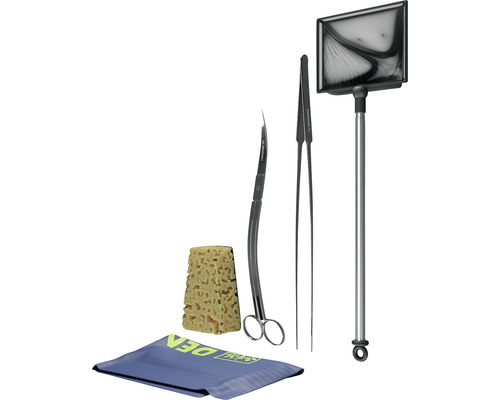 Kit d''outils d''aquascaping avec ciseaux, pince à épiler, éponge et épuisette