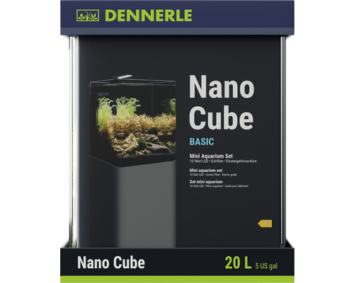 Aquarium DENNERLE Nano Cube Basic, 20 L, éclairage LED Chihiros C 251 avec filtre intérieur, vitres de couverture, support de sécurité, film pour la paroi arrière Scaper‘s Back, brochure pour débutant,