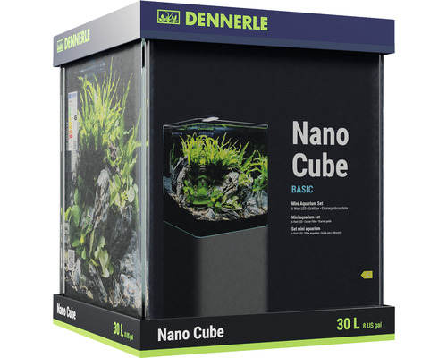 Aquarium DENNERLE Nano Cube Basic, 30 L, éclairage LED Chihiros C 251 avec filtre intérieur, vitres de couverture, support de sécurité, film pour la paroi arrière Scaper‘s Back, brochure pour débutant,