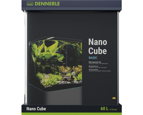 Aquarium DENNERLE Nano Cube Basic, 60 L, éclairage LED Chihiros C 361 avec filtre intérieur, vitres de couverture, support de sécurité, film pour la paroi arrière Scaper‘s Back, brochure pour débutant, Dennerle Nano Cube Basic, set d''aquarium, 60 litres
