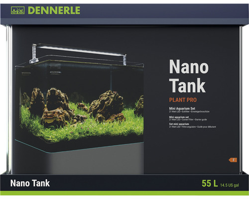 Aquarium DENNERLE Nano Tank Plant Pro 55 L, éclairage LED Chihiros A II 451 avec filtre intérieur, vitres de couverture, support de sécurité, brochure pour débutant,