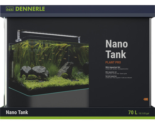 Aquarium DENNERLE Nano Tank Plant Pro 70 L, éclairage LED Chihiros A II 501 avec filtre intérieur, vitres de couverture, support de sécurité, brochure pour débutant,