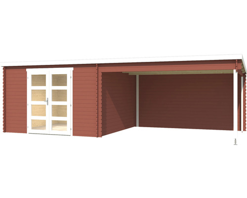 Abri de jardin en bois avec double porte et carport