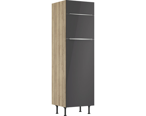 Armoire pour réfrigérateur encastré de 145 cm Optifit OPTIkomfort Linus984 lxpxh 60x58.4x211.8 cm anthracite/chêne sauvage