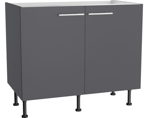 Optifit Spülenschrank Ingvar420 BxTxH 100x58,4x87 cm anthrazit matt zerlegt Unterschrank mit zwei Türen und Metallgriffen