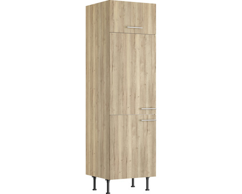 Armoire encastrée pour four/réfrigérateur Optifit pour armoire pour réfrigérateur encastré 88 Erik290 lxpxh 60x58,4x211,8 cm chêne sauvage structuré mat démontée tirant réversible (montage à gauche ou à droite)