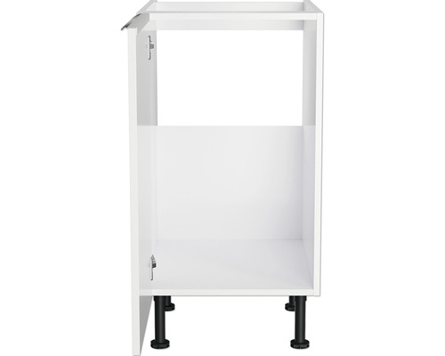 Weisser Küchenunterschrank mit schwarzen Füssen