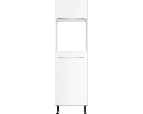 Armoire haute de salle de bain blanche avec compartiment ouvert