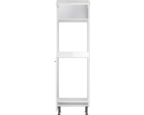 Armoire haute de cuisine blanche avec porte, étagères et pieds