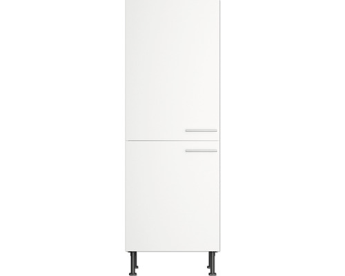 Weisser Badezimmer Hochschrank mit zwei Türen und Metallgriffen