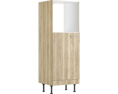 Armoire encastrée pour four/réfrigérateur Optifit pour armoire pour réfrigérateur encastré 88 Erik290 lxpxh 60x58,4x176,6 cm chêne sauvage structuré mat démontée tirant réversible (montage à gauche ou à droite) Armoire de cuisine haute avec porte et compartiment ouvert