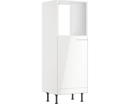 Armoire encastrée pour four/réfrigérateur Optifit pour armoire pour réfrigérateur encastré 88 Rurik986 lxpxh 60 x 58,4 x 176,6 cm blanc brillant démonté tirant réversible (montage à gauche ou à droite) Meuble de cuisine avec porte et compartiment ouvert