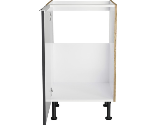 Meuble bas de cuisine avec porte, étagère et pieds