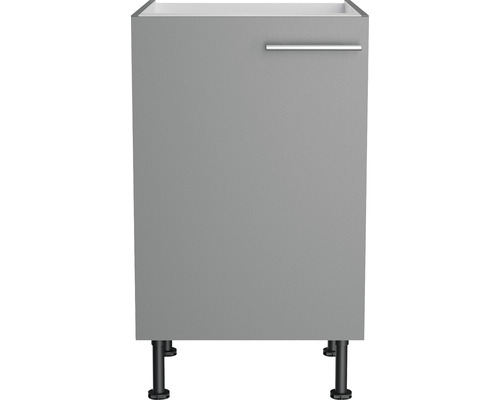 Meuble bas de lavabo gris avec poignée et pieds