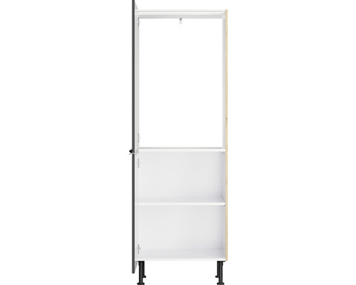 Armoire haute ouverte avec étagères et pieds