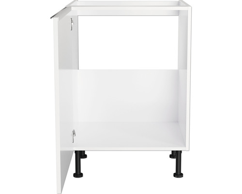 Meuble bas de cuisine blanc avec pieds noirs