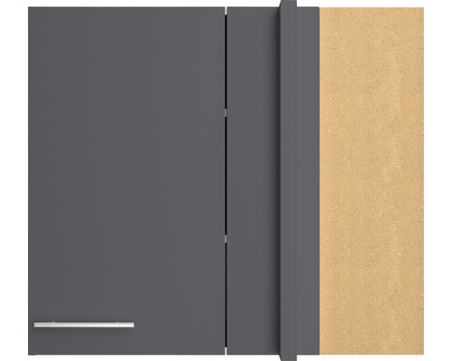 Vue détaillée d''un meuble haut gris avec poignée