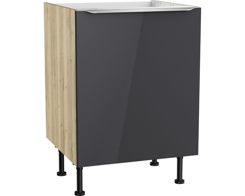 Optifit Spülenschrank Linus984 BxTxH 60x58,4x87 cm anthrazit glänzend zerlegt Anschlag reversibel (links oder rechts montierbar)