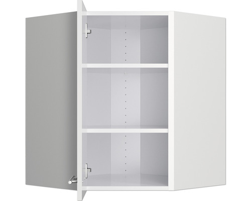 Meuble haut d''angle blanc avec étagères pour la cuisine