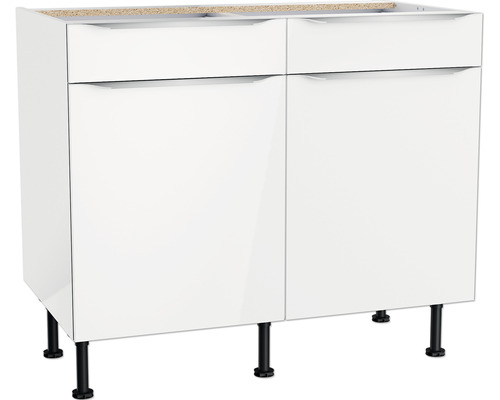 Optifit Unterschrank mit Schublade und Drehtür Arvid986 BxTxH 100x58,4x87 cm weiss glänzend zerlegt