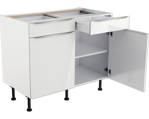 Meuble bas de cuisine avec tiroir et porte avec étagères