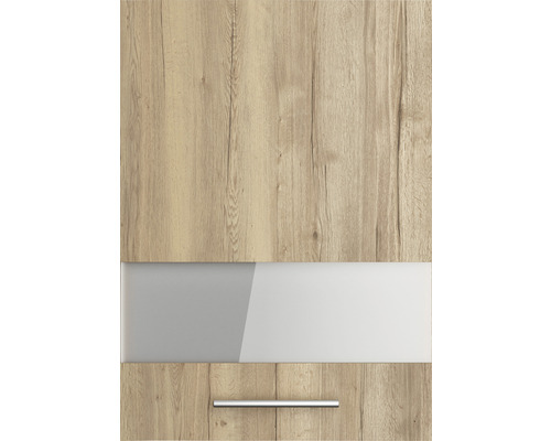 Façade de meuble de cuisine avec structure en bois, tiroir et poignée