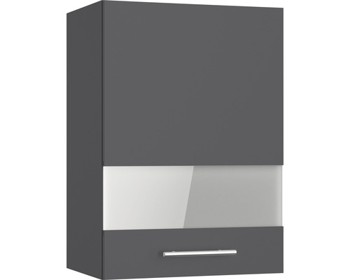 Armoire suspendue avec porte en verre Optifit Ingvar420 lxpxh 50x34,9x70,4 cm anthracite mat démontée tirant réversible (montage à gauche ou à droite)