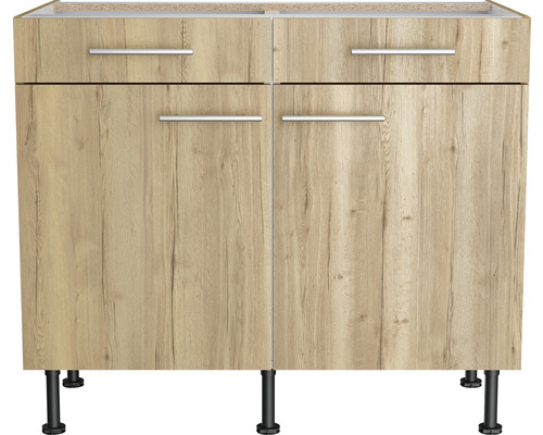 Meuble bas de cuisine avec deux tiroirs et deux portes