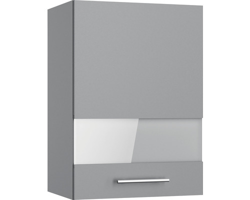 Armoire suspendue Optifit avec porte en verre Mats825 lxpxh 50x34,9x70,4 cm gris basalte mat démontée tirant réversible (montage à gauche ou à droite)