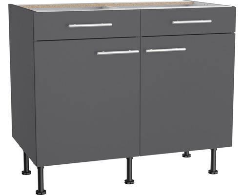 Meuble bas Optifit avec tiroir et porte pivotante Ingvar420 lxpxh 100x58,4x87 cm anthracite mat démonté