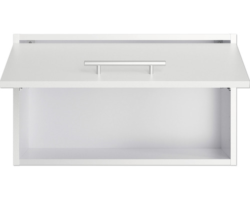 Meuble haut blanc ouvert avec poignée