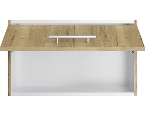 Meuble de salle de bain ouvert avec poignée