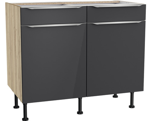 Unterschrank mit Schublade und Drehtür Optifit OPTIkomfort Linus984 BxTxH 100x58.4x87 cm anthrazit/wildeiche