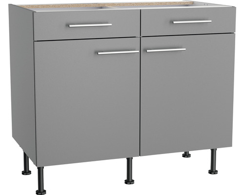 Meuble bas Optifit avec tiroir et porte pivotante Mats825 lxpxh 100 x 58,4 x 87 cm gris basalte mat démonté