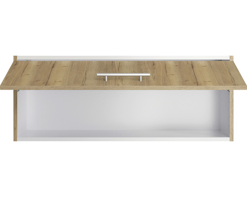 Armoire suspendue avec abattant ouvert et poignée