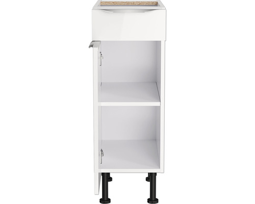 Meuble bas blanc avec porte et deux étagères