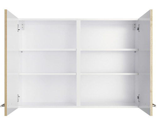 Armoire murale ouverte avec étagères