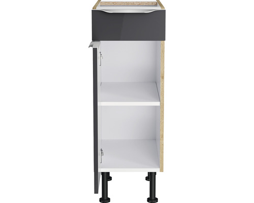 Meuble bas avec tiroir, porte, étagère et pieds pour la cuisine