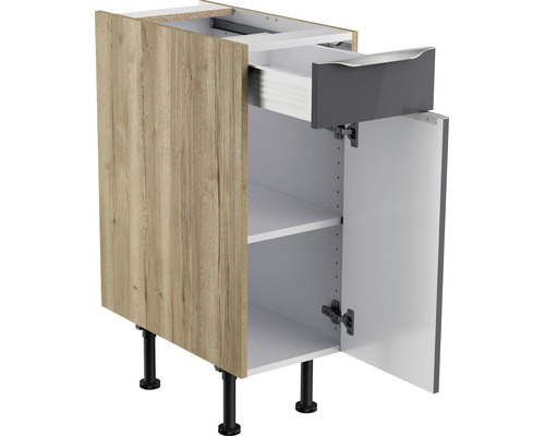 Meuble bas de cuisine avec tiroir, porte et pieds réglables