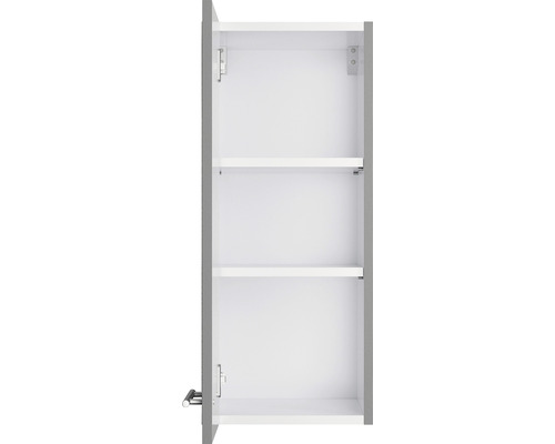 Armoire suspendue ouverte avec trois étagères