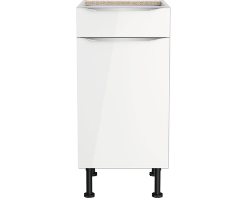 Meuble bas avec une porte et des pieds