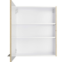 Armoire de toilette blanche ouverte avec deux étagères