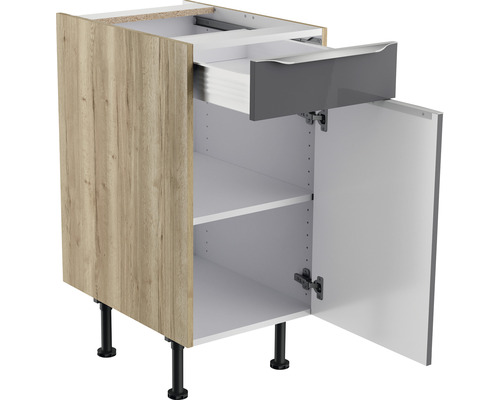 Meuble bas de cuisine avec tiroir, porte et étagères