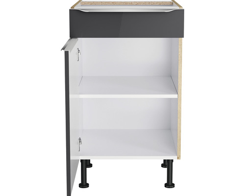 Meuble bas avec porte, étagère et pieds