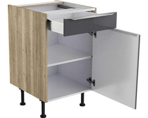 Meuble bas de cuisine avec tiroir, porte et étagères