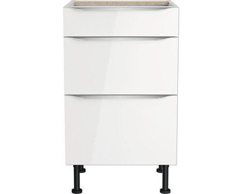 Meuble bas avec trois tiroirs et pieds